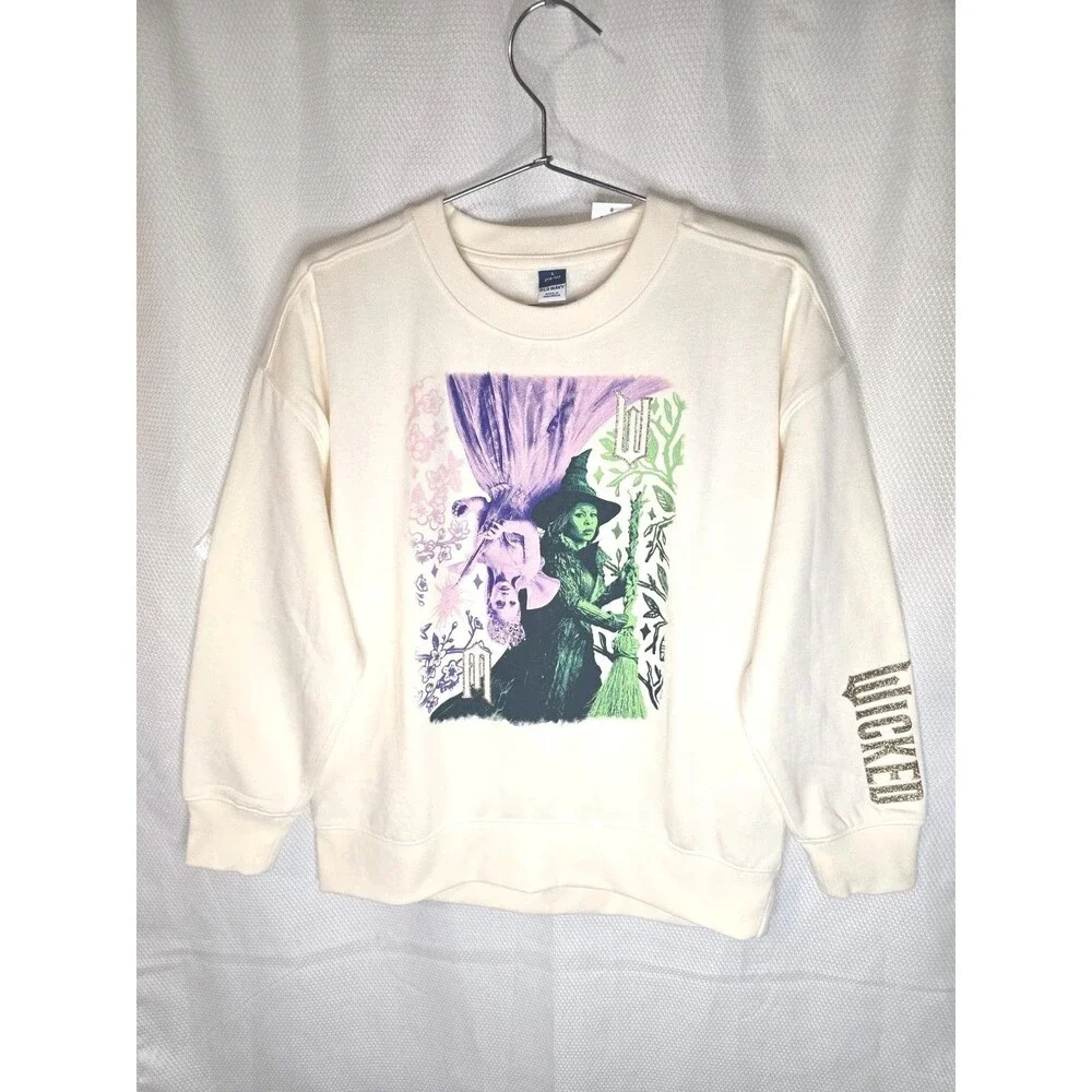 NEW Old Navy Girls Wicked Glinda Elphaba Graphic Sweatshirt Broadway L 10-12